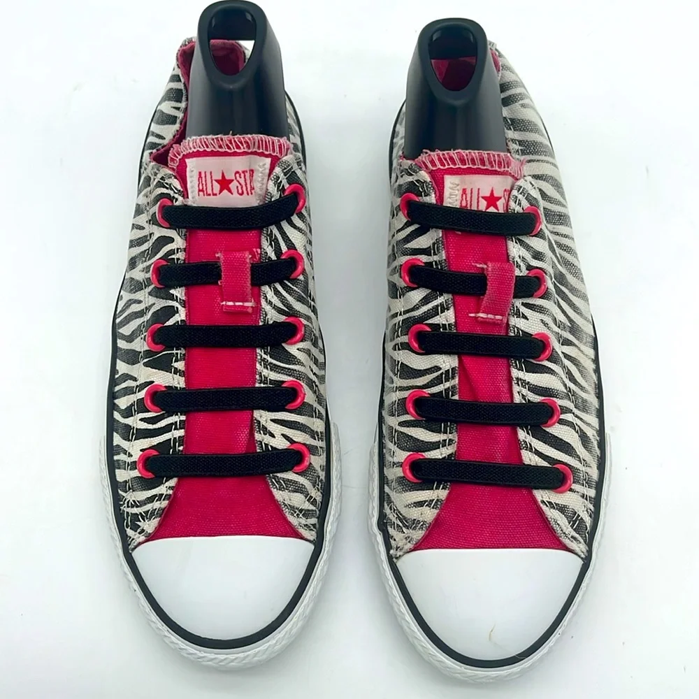 Converse All Star Low PINK Zebra Stripe Print Youth Athletic Shoes Size 3Y